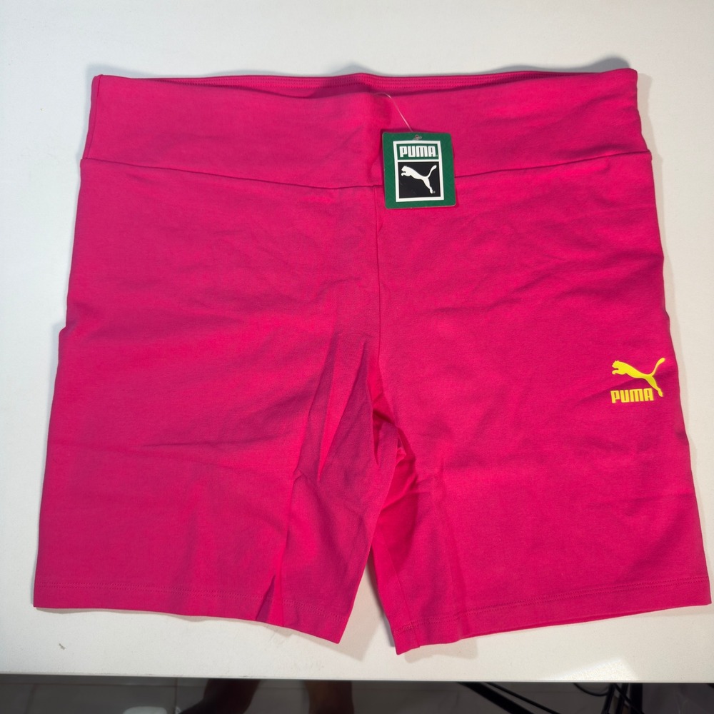 Puma Classics Short Tight 7" Women 2X Pink NWT Beetroot Purple Logo Bike Shorts